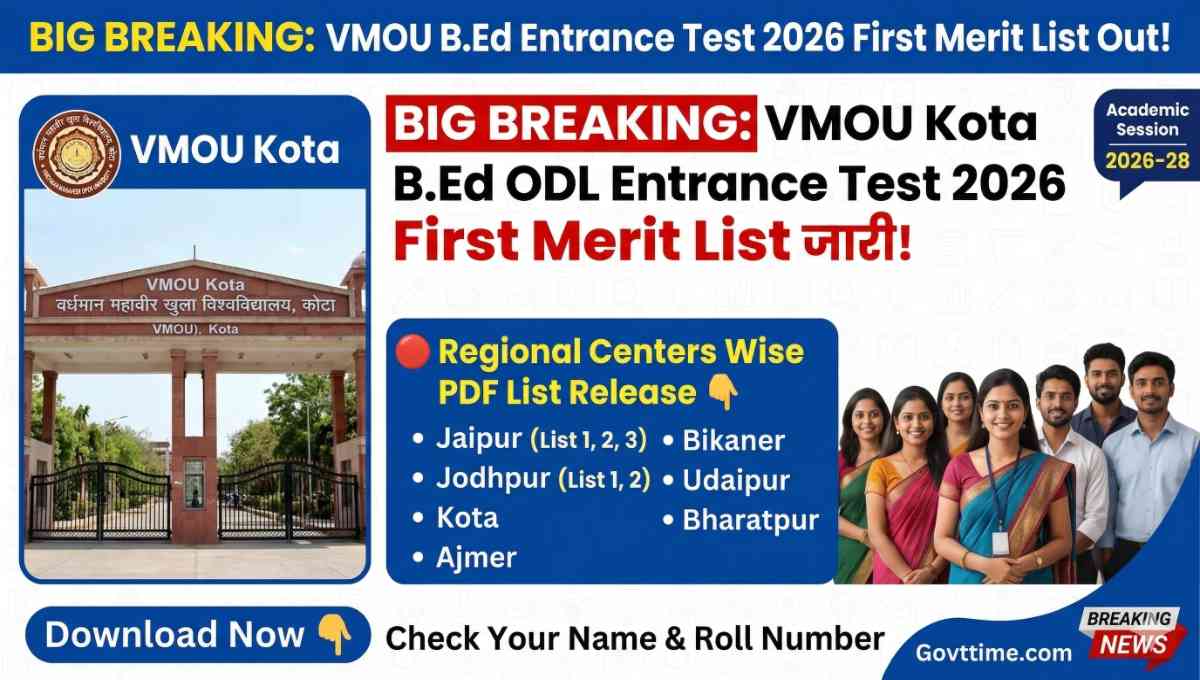 VMOU B.Ed Entrance Test 2026 First Merit List
