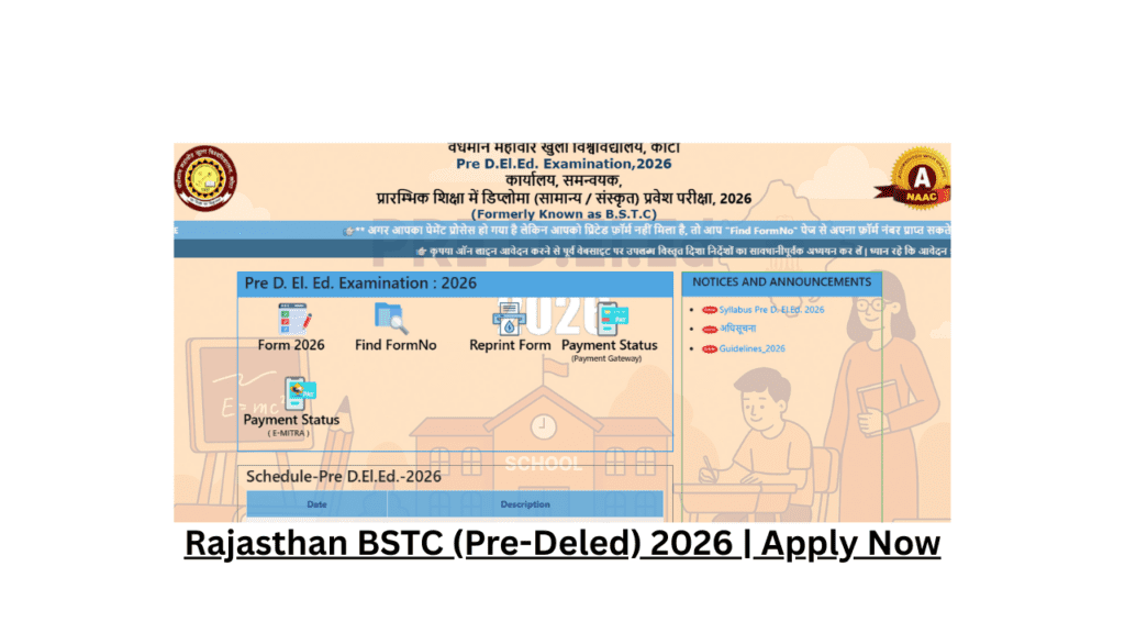 Rajasthan BSTC (Pre-Deled) 2026 | Apply Now