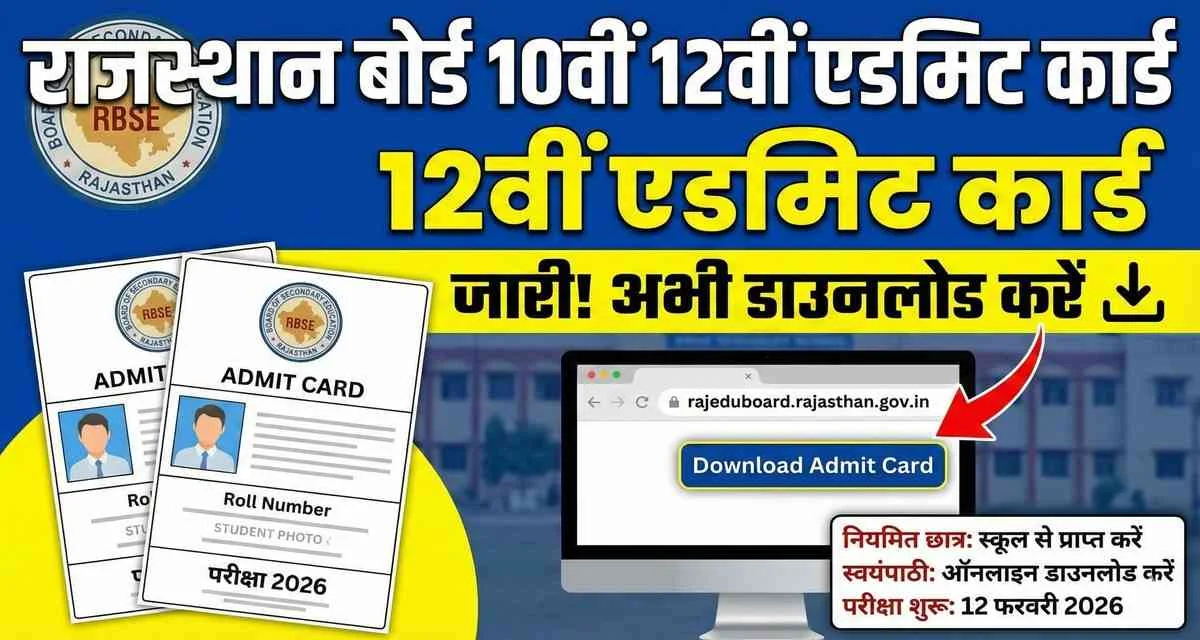 sh RBSE 10th 12th Admit Card 2026
