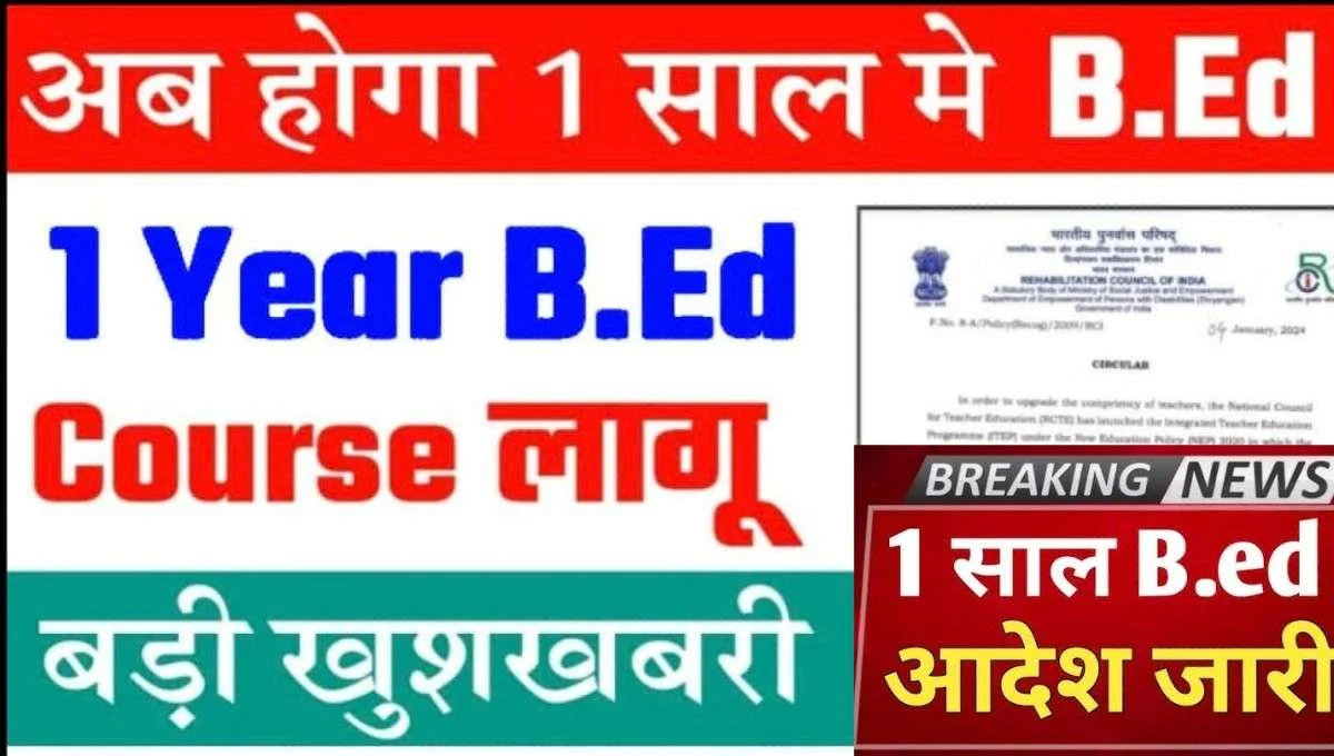 1 Year B.Ed Course