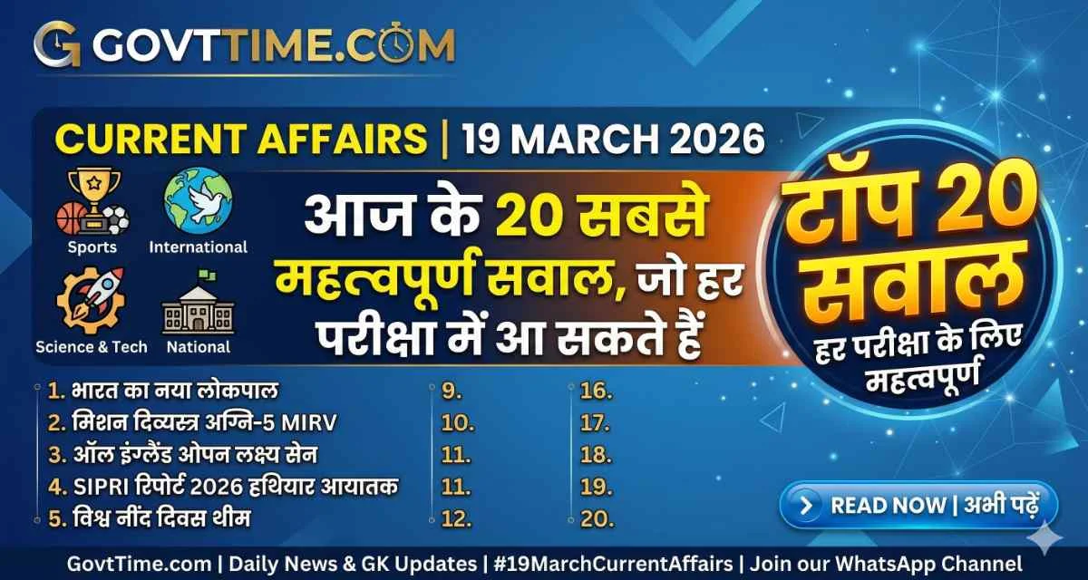 19 March 2026 Current Affairs