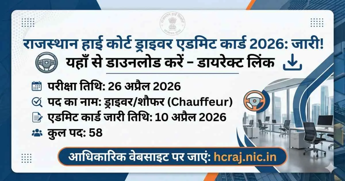 Rajasthan High Court Driver Admit Card