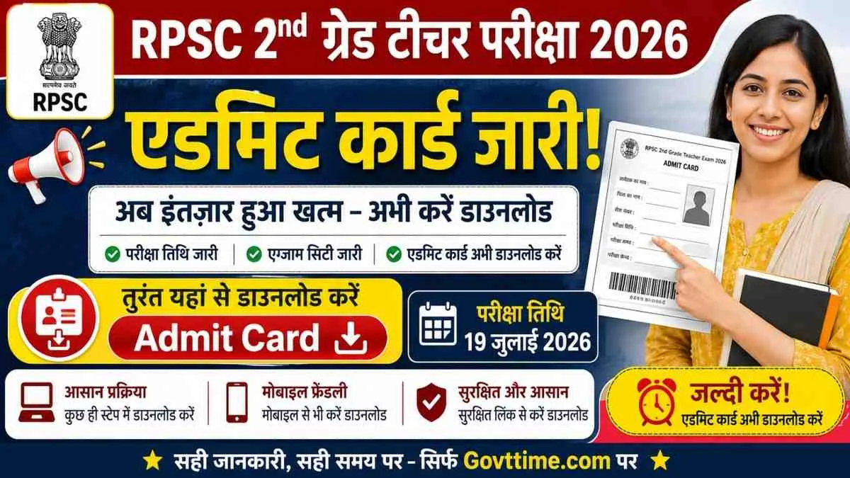 RPSC 2nd Grade Teacher Admit Card 2026